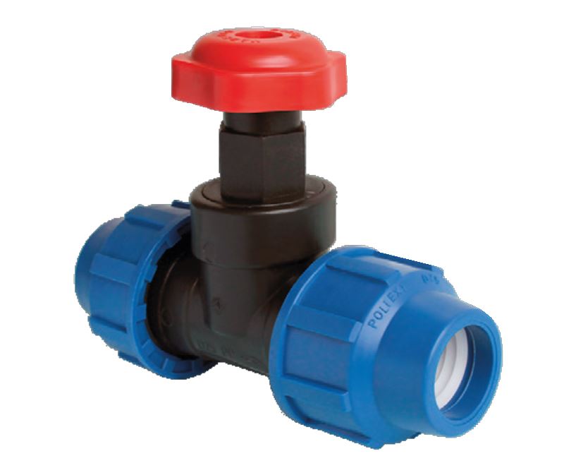 Robinet sertar PE compresiune cu rozeta 32x32