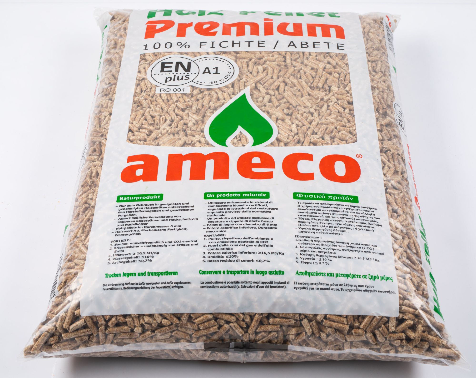 Peleti din lemn 15kg/sac AMECO