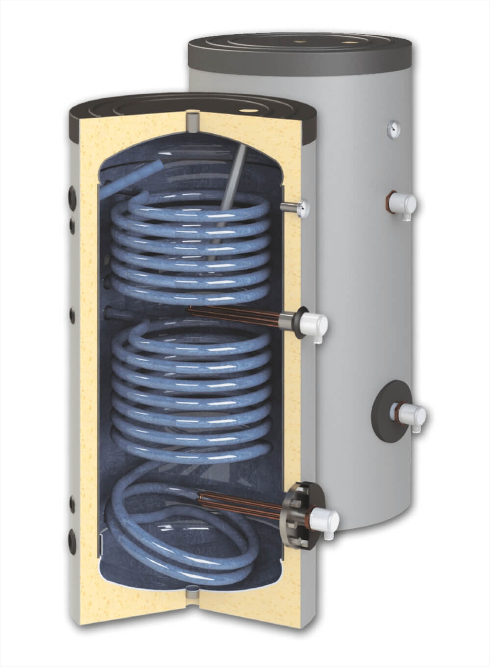 Boiler indirect izolat 200l 2 serpentine HEIZTECH gri