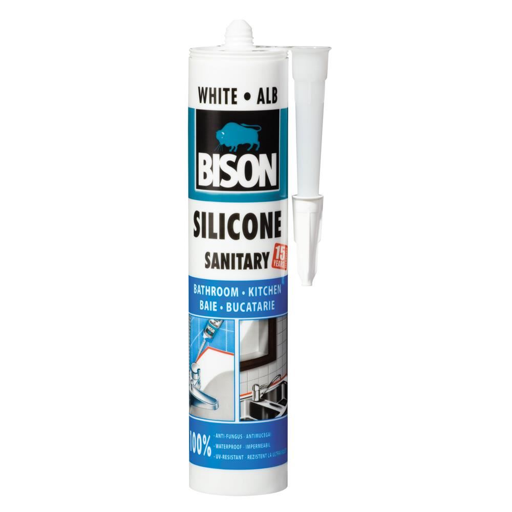Silicon sanitar alb 280ml BISON