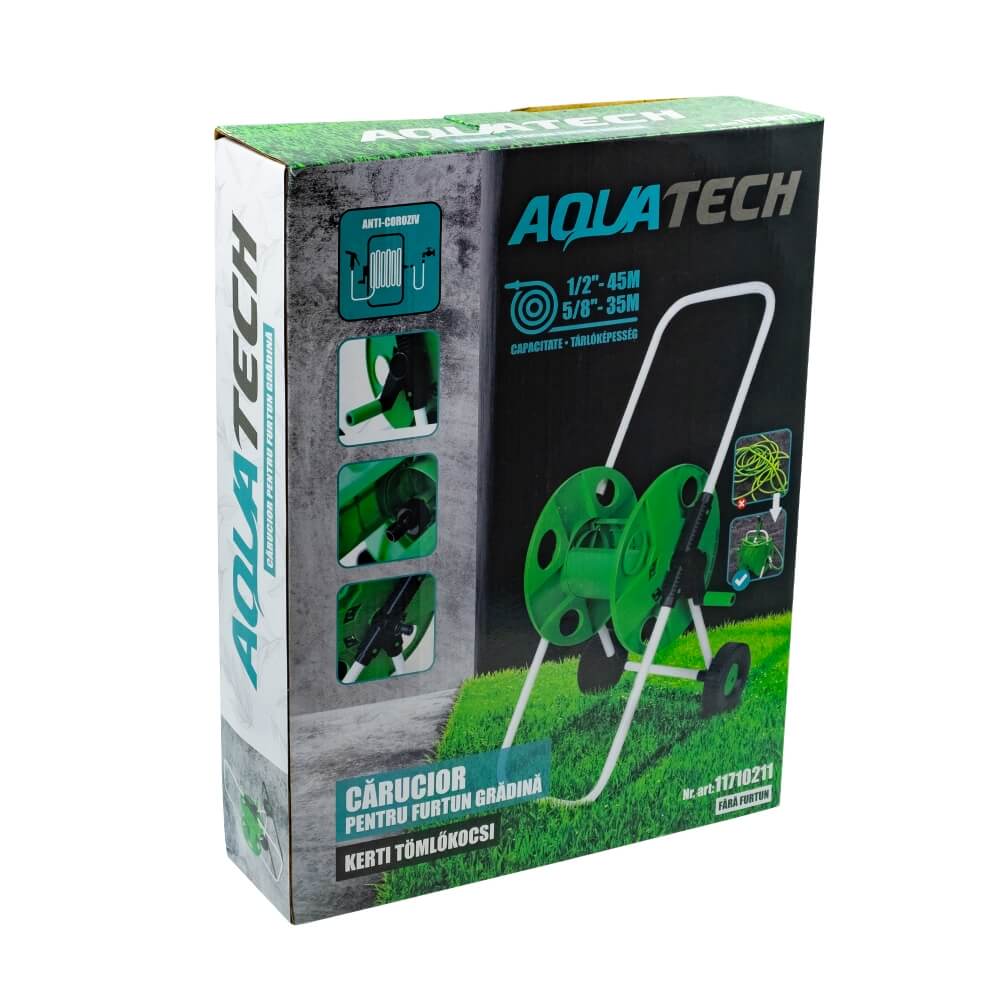 Carucior furtun gradina 1/2""-45m sau 5/8""-35m AQUATECH