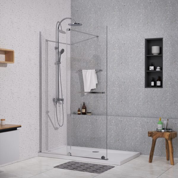 Perete dus sticla 8mm culisanta 120x200 cm crom GLADYS