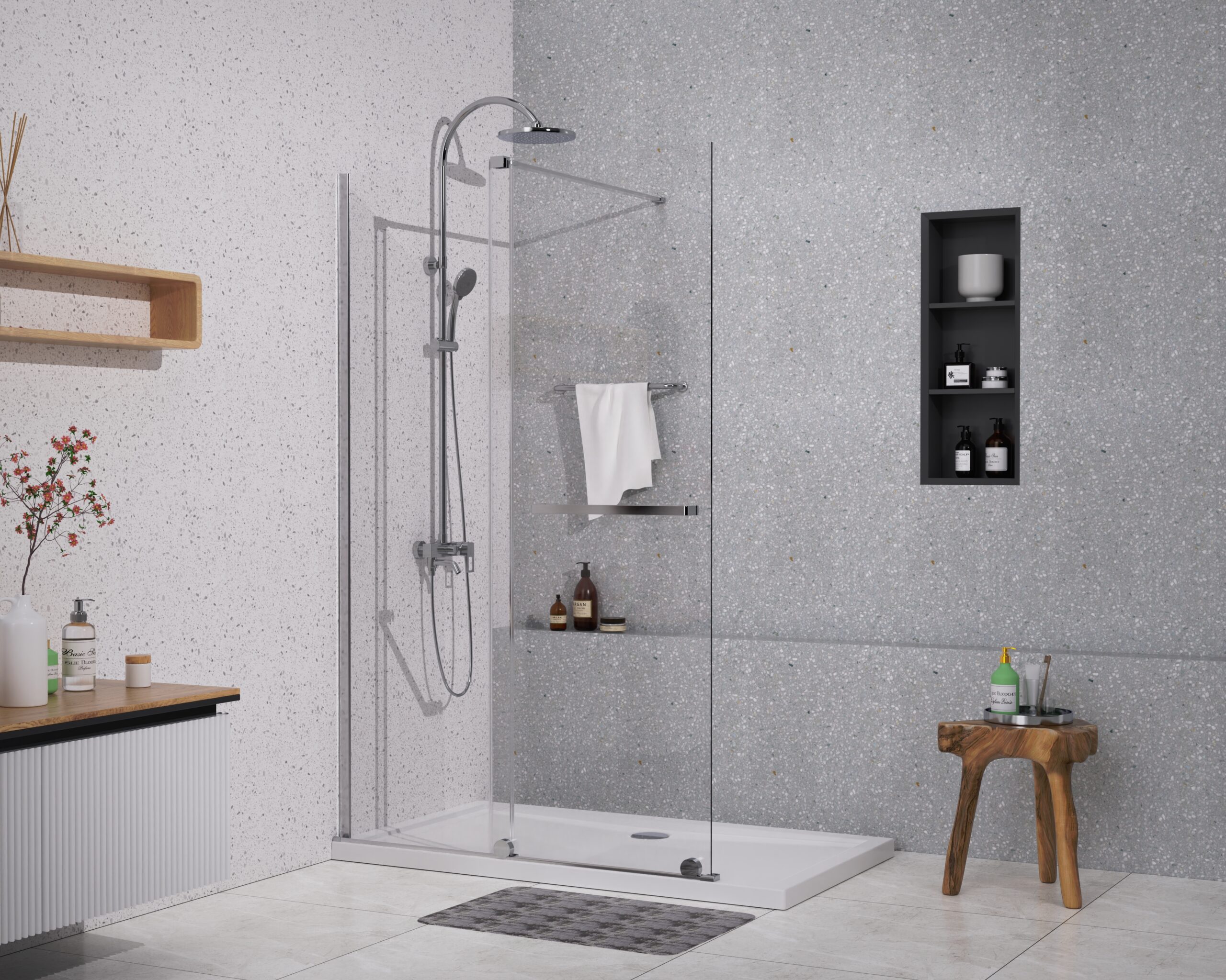 Perete dus sticla 8mm culisanta 120x200 cm crom GLADYS