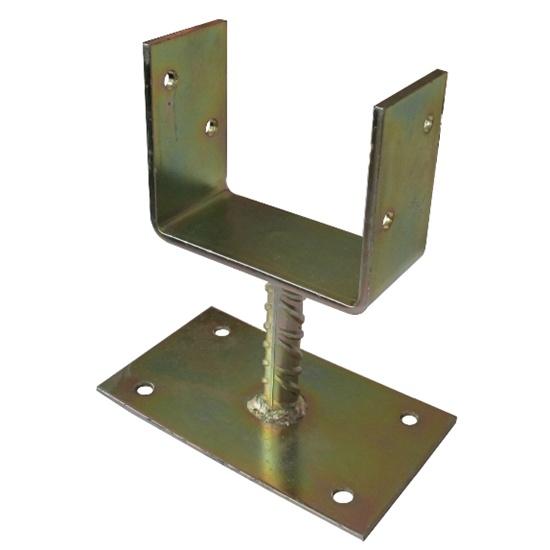Suport stalp zincat tip U cu placa 100x60x100/5mm