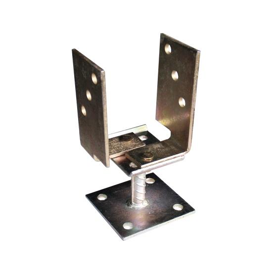 Suport stalp zincat tip U cu placa reglabil 70-130mm d=20