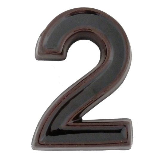 Numar de casa ceramic maro "2" 12cm