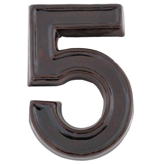 Numar de casa ceramic maro "5" 12cm