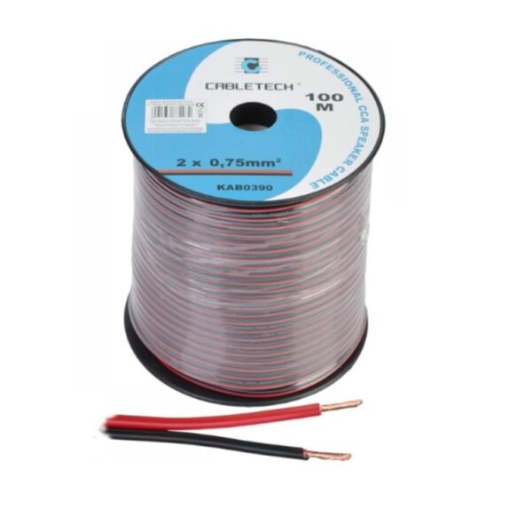 Cablu difuzor CCA 2x0.75mm rosu-negru 100m KAB0390
