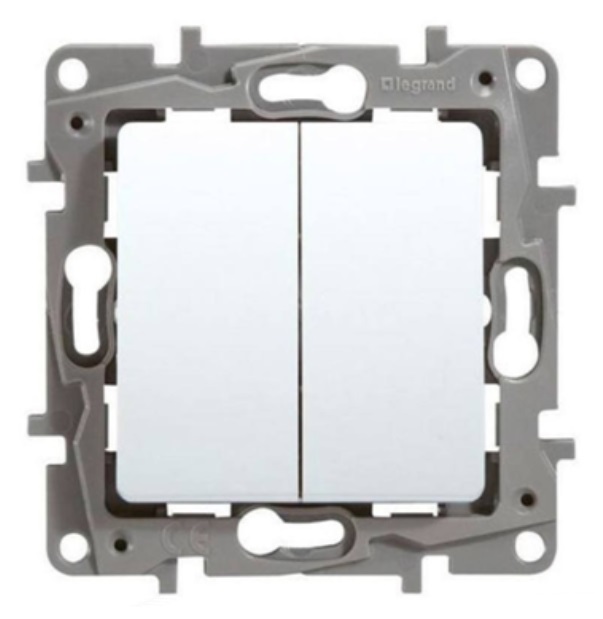 Intrerupator dublu alb 10A LEGRAND Niloe 764506