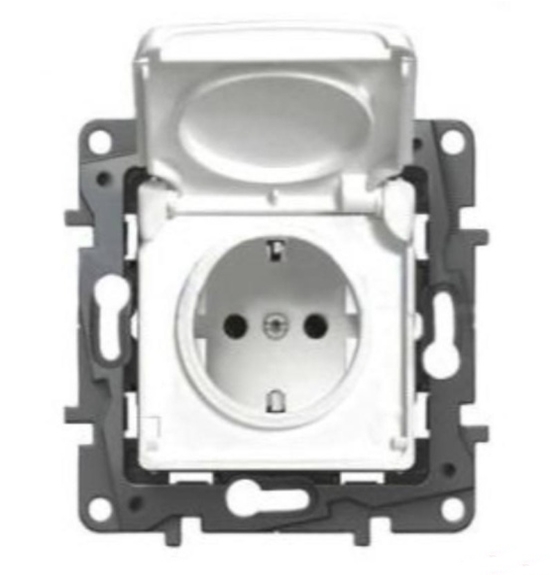Priza simpla alb cu capac IP44 16A LEGRAND Niloe 764531