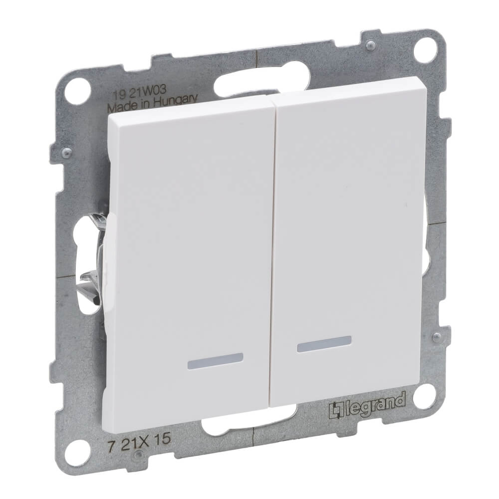 Intrerupator dublu cu LED alb 10A LEGRAND Suno 721115