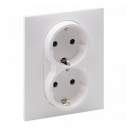 Priza dubla monobloc prot. copii alb 16A LEGRAND Suno 721126