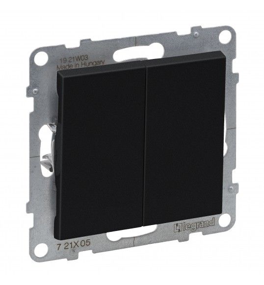Intrerupator dublu negru 10A LEGRAND Suno 721405