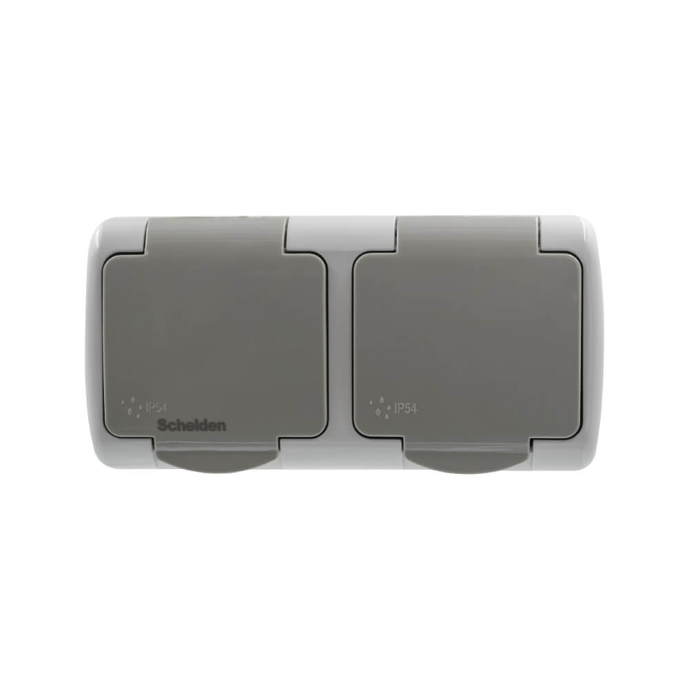 Priza dubla PT IP54 gri 16A SCHELDEN