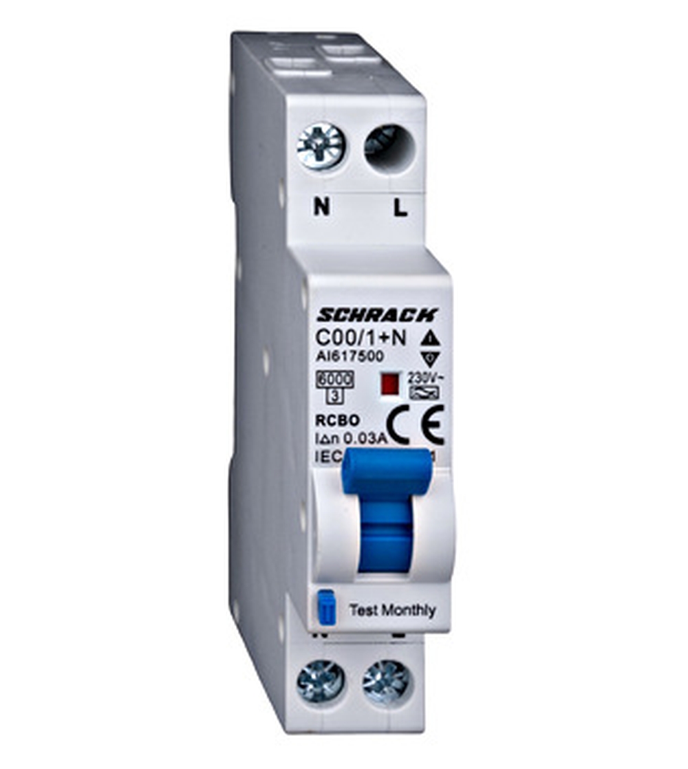 Disjunctor dif. 1M 1P+N 6C 30mA 6kA tip A SCHRACK AI617506