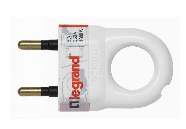 Fisa FCP plat alb cu inel 6A 250V LEGRAND 050162