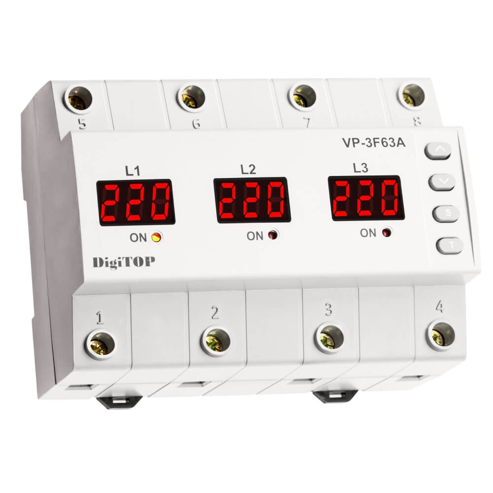 Releu digital prot. tensiune trif. 63A DIGITOP VP-3F63A