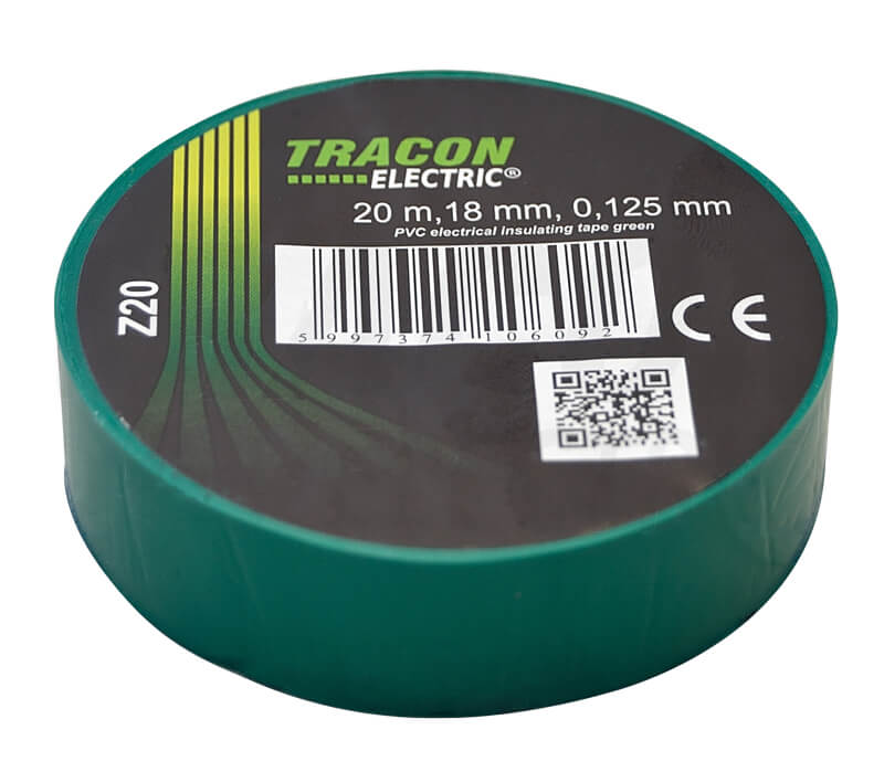 Banda izolatoare PVC verde 18mm x 20 TRACON Z20
