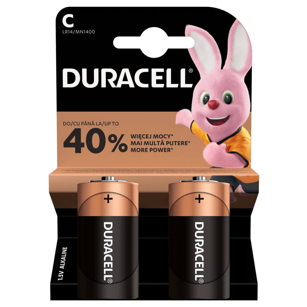Set 2 baterii alcalina C R14 DURACELL
